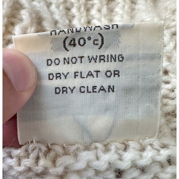 Vintage Inishowen Ireland Hand Knit Wool Cardigan Size Large Women’s Ivory - Picture 4 of 7